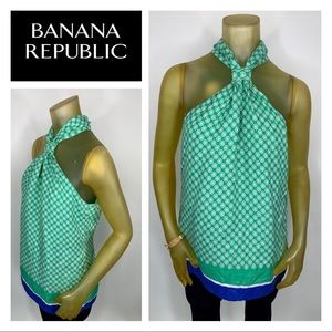 BANANA REPUBLIC Silk Halter Top Blouse Green 12
